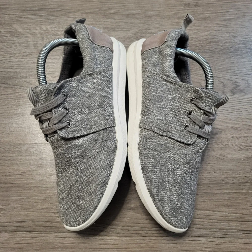 TOMS Del Rey Gray Knit Low Top‎ Lace Up Sneakers Womens size 8 Casual Textile